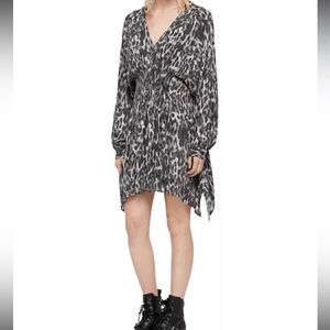 All Saints Black and Gray Asymmetrical Dress